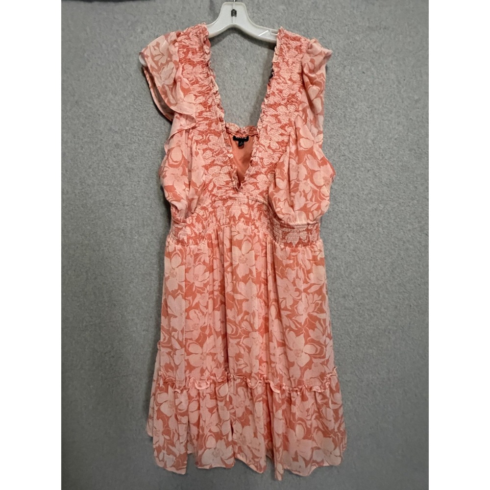 Torrid Dress Womens‎ 3 Pink Floral Smocked V Neck Flutter Sleeve Sundress